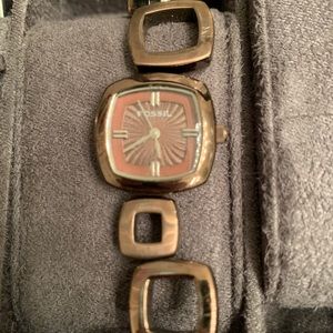 Fossil watch with square link bracelet band